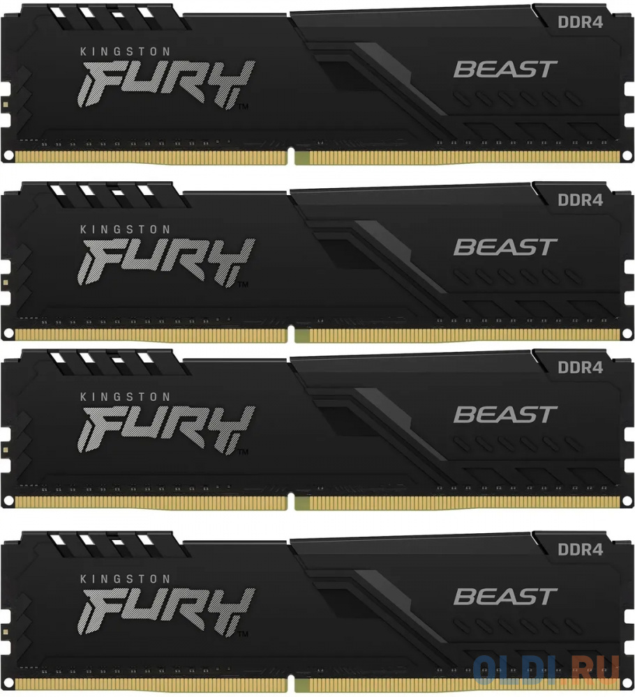 Оперативная память для компьютера Kingston Fury Beast Black DIMM 128Gb DDR4 3600 MHz KF436C18BBK4/128