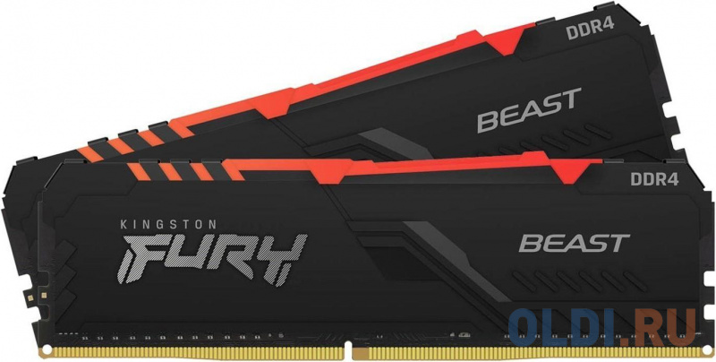 

Комплект памяти DDR4 DIMM 32Гб (2х16Гб) 3000MHz CL16 XMP, Kingston Fury Beast RGB