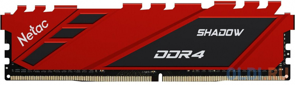 Модуль памяти DDR 4 DIMM 16Gb PC21300, 2666Mhz, Netac Shadow NTSDD4P26SP-16R   C19 Red, с радиатором модуль памяти ddr 4 dimm 16gb pc25600 3200mhz netac shadow ntsrd4p32sp 16e rgb c16 grey с радиатором