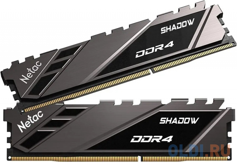 

Модуль памяти DDR 4 DIMM 16Gb (8Gbx2) PC25600, 3200Mhz, Netac Shadow NTSDD4P32DP-16E C16 Grey, с радиатором