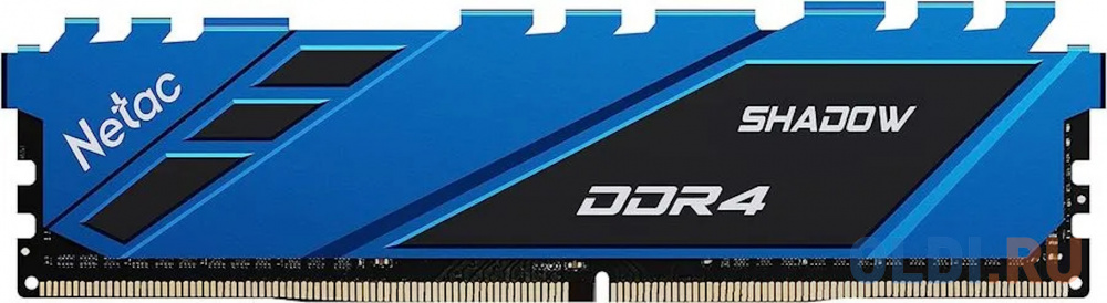 Модуль памяти DDR 4 DIMM 8Gb PC25600, 3200Mhz, Netac Shadow NTSDD4P32SP-08B  C16 Blue, с радиатором модуль памяти ddr 4 dimm 16gb pc25600 3200mhz netac shadow ntsrd4p32sp 16e rgb c16 grey с радиатором