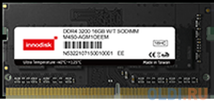 Оперативная память для ноутбука Innodisk Ultra Temperature Industrial Memory SO-DIMM 16Gb DDR4 3200 MHz M4S0-AGM1OEEM модуль памяти для ноутбука netac basic sodimm 16gb ddr4 3200 pc4 25600 c22 22 22 22 52 1 2v