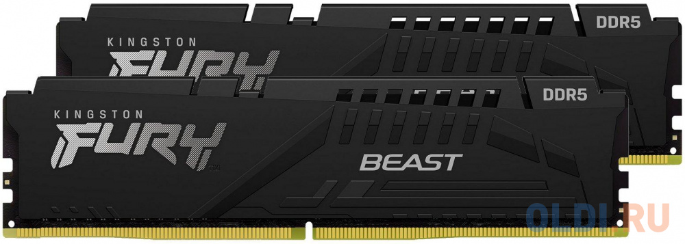 Оперативная память для компьютера Kingston FURY Beast Black DIMM 32Gb DDR5 5600 MHz KF556C40BBK2-32 оперативная память для компьютера kingston fury beast rgb dimm 16gb ddr5 5200 mhz kf552c40bba 16