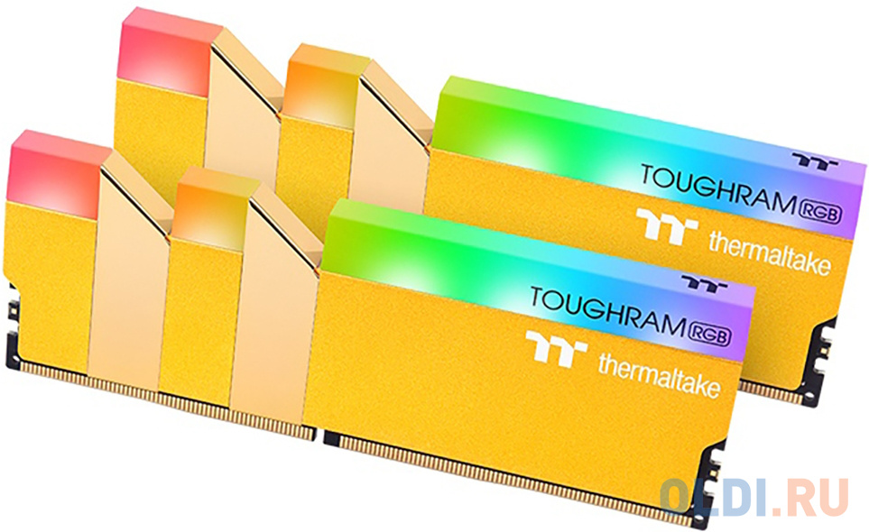 16GB Thermaltake DDR4 3600 DIMM TOUGHRAM RGB Metallic Gold Gaming Memory RG26D408GX2-3600C18A Non-ECC, CL18, 1.35V, Heat Shield, XMP 2.0, Kit (2x8GB),
