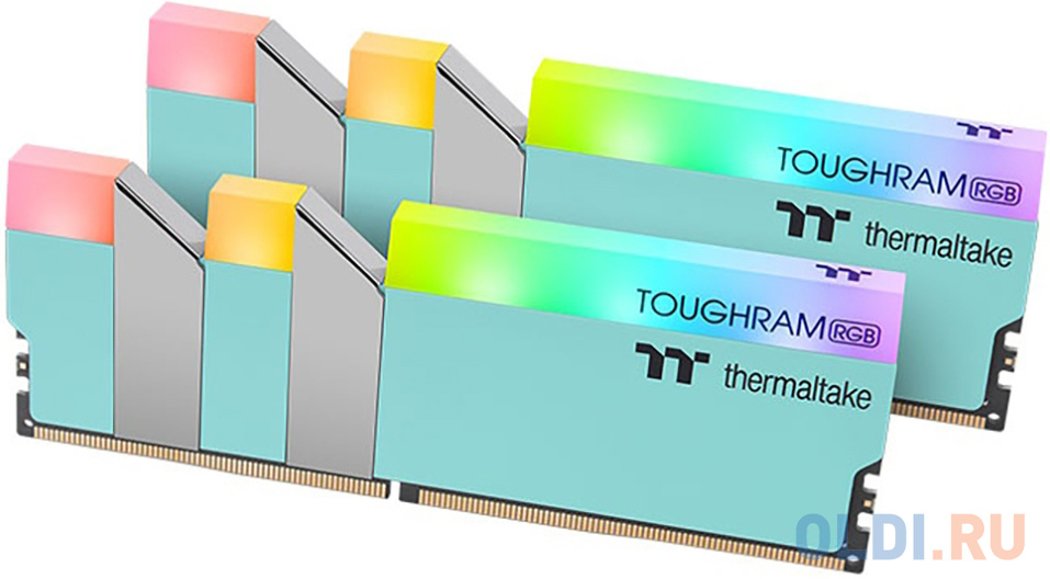 16GB Thermaltake DDR4 3600 DIMM TOUGHRAM RGB Turquoise Gaming Memory RG27D408GX2-3600C18A Non-ECC, CL18, 1.35V, Heat Shield, XMP 2.0, Kit (2x8GB), RTL