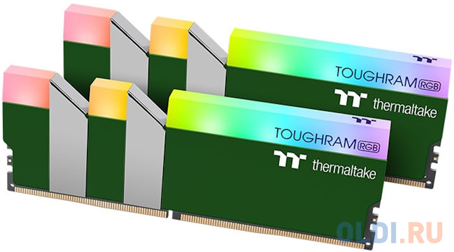 16GB Thermaltake DDR4 3600 DIMM TOUGHRAM RGB Racing Green Gaming Memory RG28D408GX2-3600C18A Non-ECC, CL18, 1.35V, Heat Shield, XMP 2.0, Kit (2x8GB),