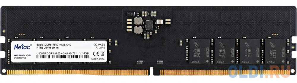 Модуль памяти DDR 5 DIMM 16Gb 4800Mhz, Netac NTBSD5P48SP-16 модуль памяти ddr 4 dimm 16gb 8gbx2 4000mhz ocpc xt ii mmx2k16gd440c19 cl19