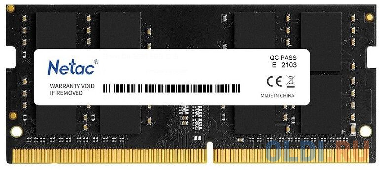 Модуль памяти для ноутбука Netac Basic SODIMM 16GB DDR4-3200 (PC4-25600) C22 22-22-22-52 1.2V модуль памяти samsung ddr4 32гб rdimm 3200 мгц множитель частоты шины 22 1 2 в m393a4k40eb3 cwe