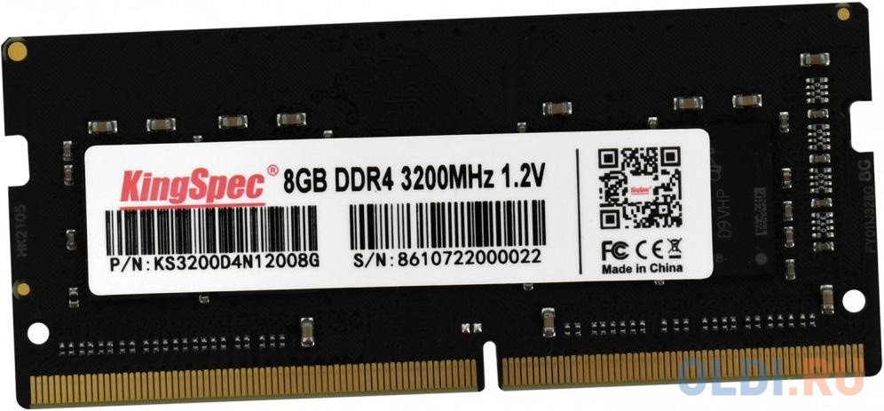 Память DDR4 8Gb 3200MHz Kingspec KS3200D4N12008G RTL PC3-12800 SO-DIMM 204-pin 1.35В - фото 1