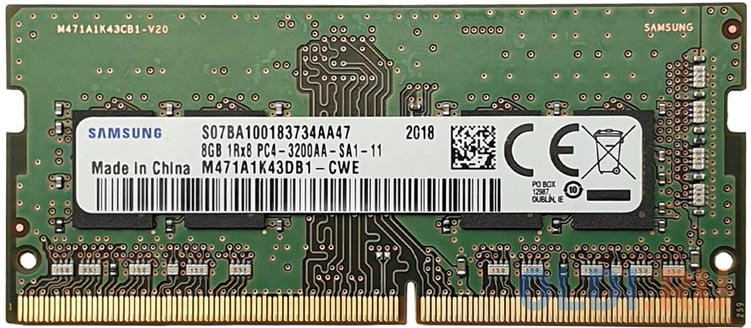 Оперативная память для ноутбука Samsung M471A1K43DB1-CWE SO-DIMM 8Gb DDR4 3200 MHz M471A1K43DB1-CWE