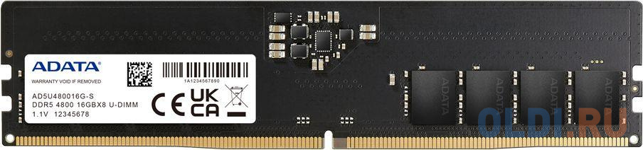 Оперативная память для компьютера ADATA AD5U480016G-S DIMM 16Gb DDR5 4800 MHz AD5U480016G-S
