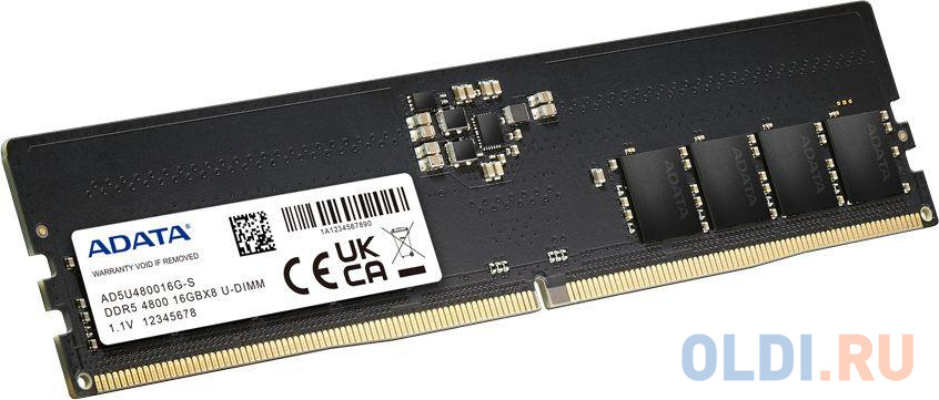 Модуль памяти ADATA 16GB DDR5 4800 UDIMM AD5U480016G-S, CL40, 1.1V фото