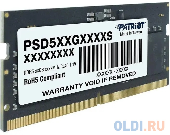 Память DDR5 8Gb 4800MHz Patriot PSD58G480041S RTL PC5-38400 CL40 SO-DIMM 260-pin 1.1В single rank фото