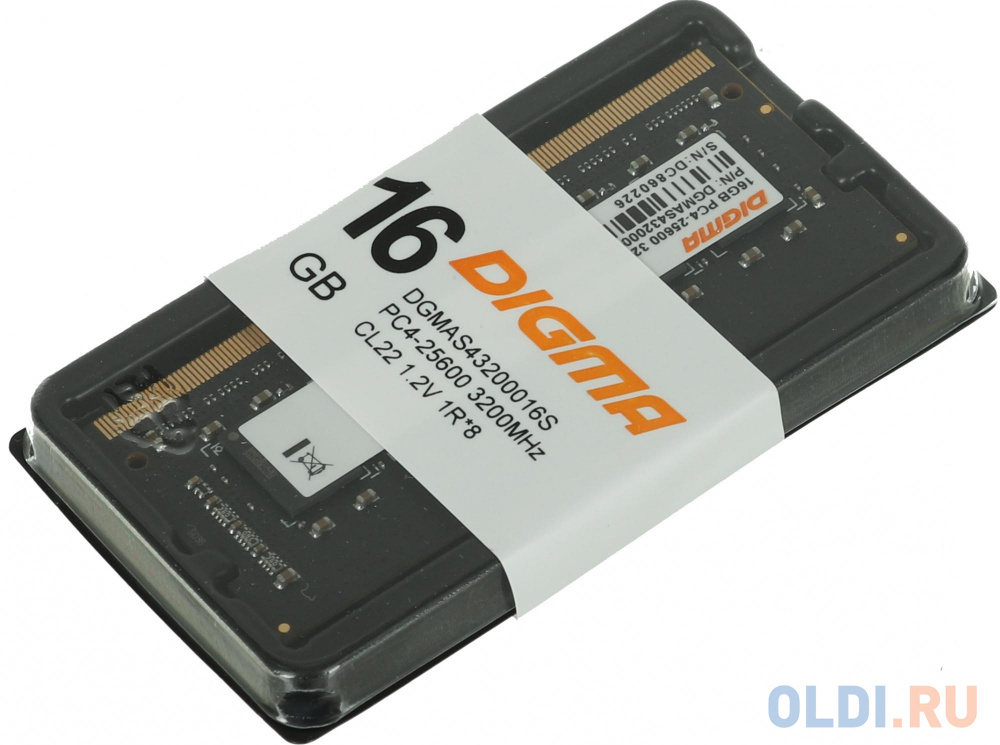 Память DDR4 16Gb 3200MHz Digma DGMAS43200016S RTL PC4-25600 CL22 SO-DIMM 260-pin 1.2В single rank - фото 4