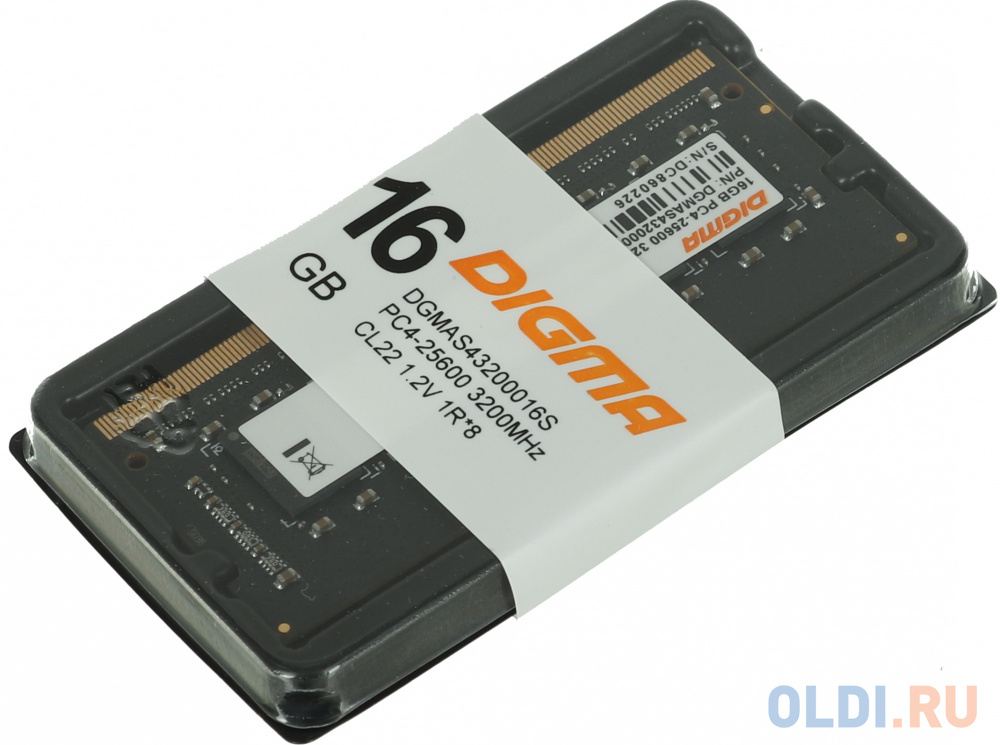 Память DDR4 16Gb 3200MHz Digma DGMAS43200016S RTL PC4-25600 CL22 SO-DIMM 260-pin 1.2В single rank фото