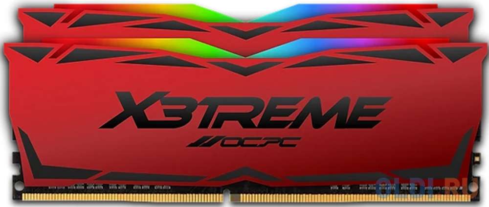 Модуль памяти DDR 4 DIMM 16Gb (8Gbx2), 3600Mhz, OCPC X3 RGB  MMX3A2K16GD436C18RE, RGB, CL18, RED