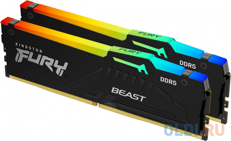 16GB Kingston DDR5 5600 DIMM FURY Beast RGB XMP Gaming Memory KF556C40BBAK2-16 Non-ECC,  CL40, 1.25V, (Kit of 2) 1RX16 40-40-40  288-pin 16Gbit, RTL фото