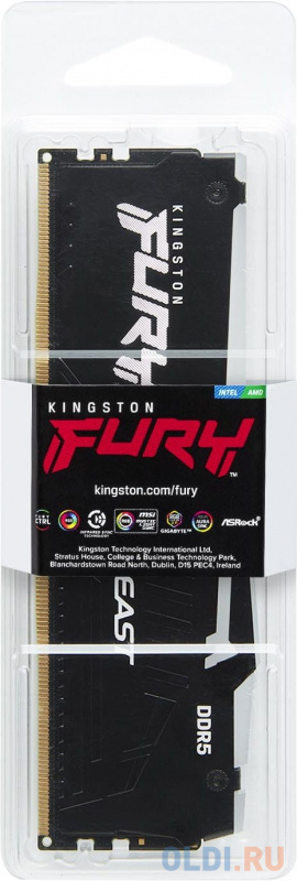16GB Kingston DDR5 5200 DIMM FURY Beast Black XMP Gaming Memory KF552C40BBA-16 Non-ECC, CL40, 1.25V, 1RX8 40-40-40  288-pin 16Gbit, RTL фото