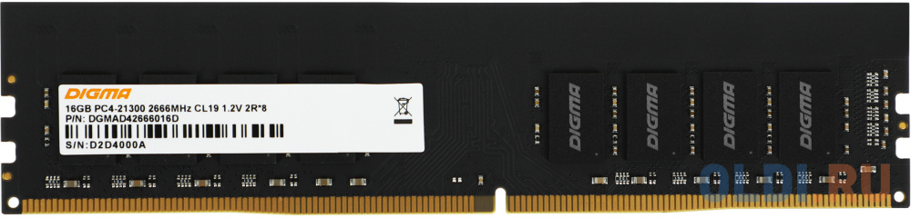 Оперативная память для компьютера Digma DGMAD42666016D DIMM 16Gb DDR4 2666 MHz DGMAD42666016D