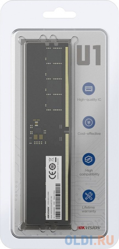 Память DDR5 16Gb 6200MHz Hikvision HKED5161DAK6O8ZO1/16G U1 RTL Gaming PC5-44800 CL18 DIMM 288-pin 1.35В Ret фото