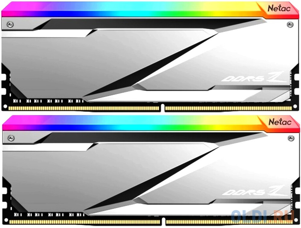 Память DDR 5 DIMM 32Gb (16Gbx2) 6200Mhz, Netac Z NTZED5P62DP-32S RGB DDR5-6200 32GB (16GB x 2) C32 Silver, с радиатором
