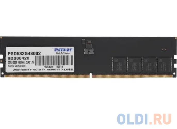 Оперативная память для компьютера Patriot Signature DIMM 32Gb DDR5 4800 MHz PSD532G48002 crucial 8gb ddr5 4800 udimm cl40 16gbit