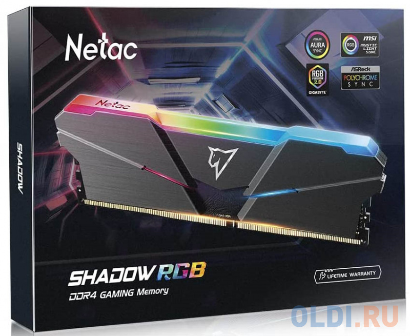 Netac Shadow RGB 32GB (16GBx2) DDR4-3600 (PC4-28800) C18 Grey 18-22-22-42 1.35V XMP Dual DIMM Kit фото
