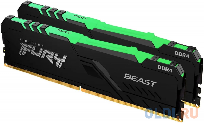 Модуль памяти DDR 5 DIMM 64Gb PC44800, 5600Mhz, Kingston FURY Beast Black RGB CL40 (Kit of 2) (KF556C40BBAK2-64) (retail) фото