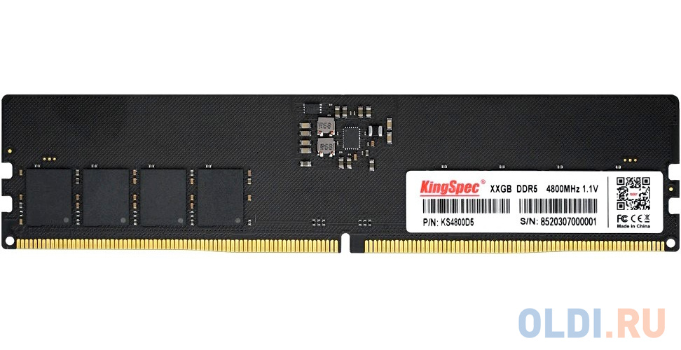 Оперативная память для компьютера Kingspec KS4800D5P11016G DIMM 16Gb DDR5 4800 MHz KS4800D5P11016G память оперативная netac shadow ii ddr5 4800 16gb c40