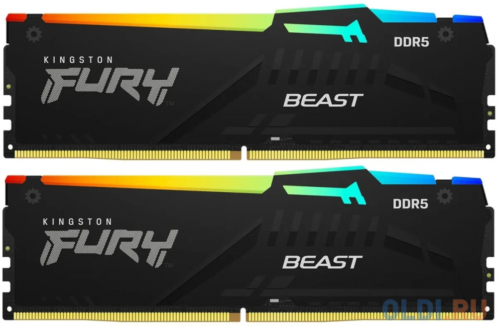 Оперативная память для компьютера Kingston Fury Beast RGB DIMM 32Gb DDR5 5200 MHz KF552C36BBEAK2-32 - Fury Beast RGB