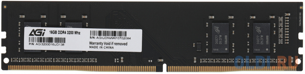 Оперативная память для компьютера AGI AGI320016UD138 DIMM 16Gb DDR4 3200 MHz AGI320016UD138 модуль памяти transcend модуль памяти transcend 16gb jm ddr4 3200mhz u dimm 2rx8 1gx8 cl22 1 2v