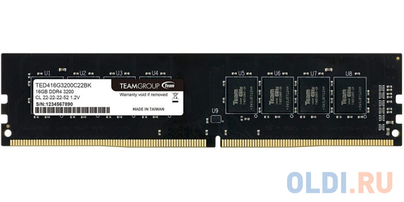 

Оперативная память для компьютера Team Elite DIMM 16Gb DDR4 3200 MHz TED416G3200C22BK