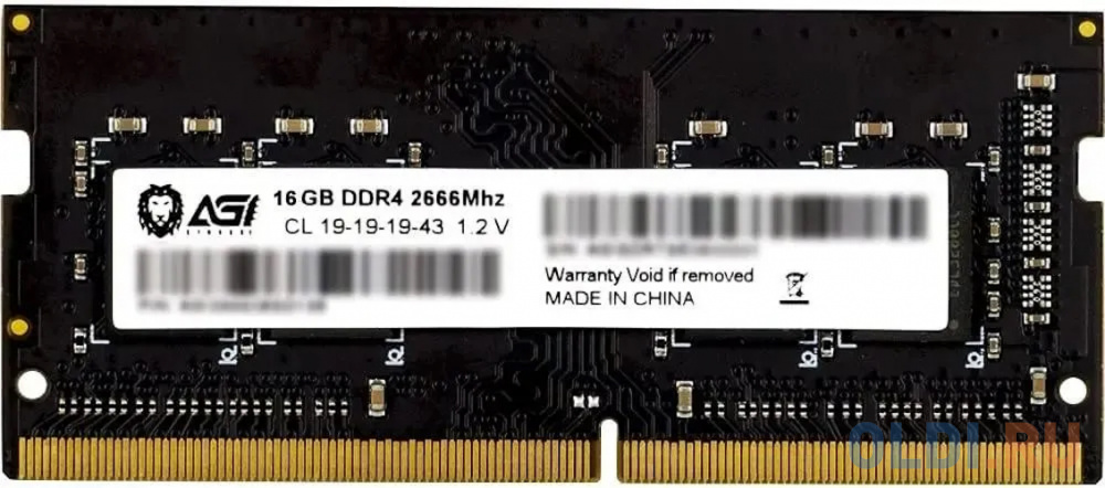 Память DDR4 16Gb 2666MHz AGi AGI266616SD138 SD138 RTL PC4-21300 CL19 SO-DIMM 260-pin 1.2В Ret - фото 1