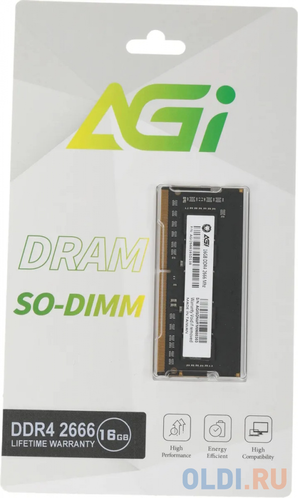 Память DDR4 16Gb 2666MHz AGi AGI266616SD138 SD138 RTL PC4-21300 CL19 SO-DIMM 260-pin 1.2В Ret - фото 2