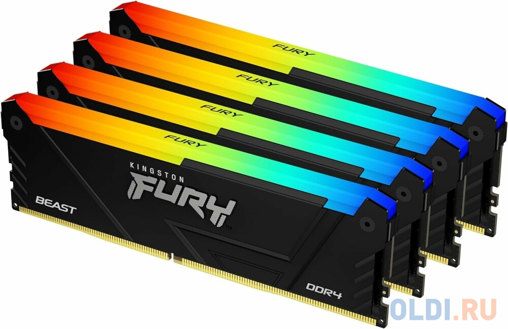 Оперативная память для компьютера Kingston Fury Beast Black RGB DIMM 128Gb DDR4 3200 MHz KF432C16BB2AK4/128