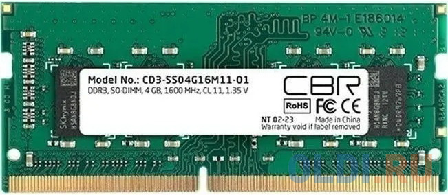 CBR DDR3 SODIMM 4GB CD3-SS04G16M11-01 PC3-12800, 1600MHz, CL11, 1.35V