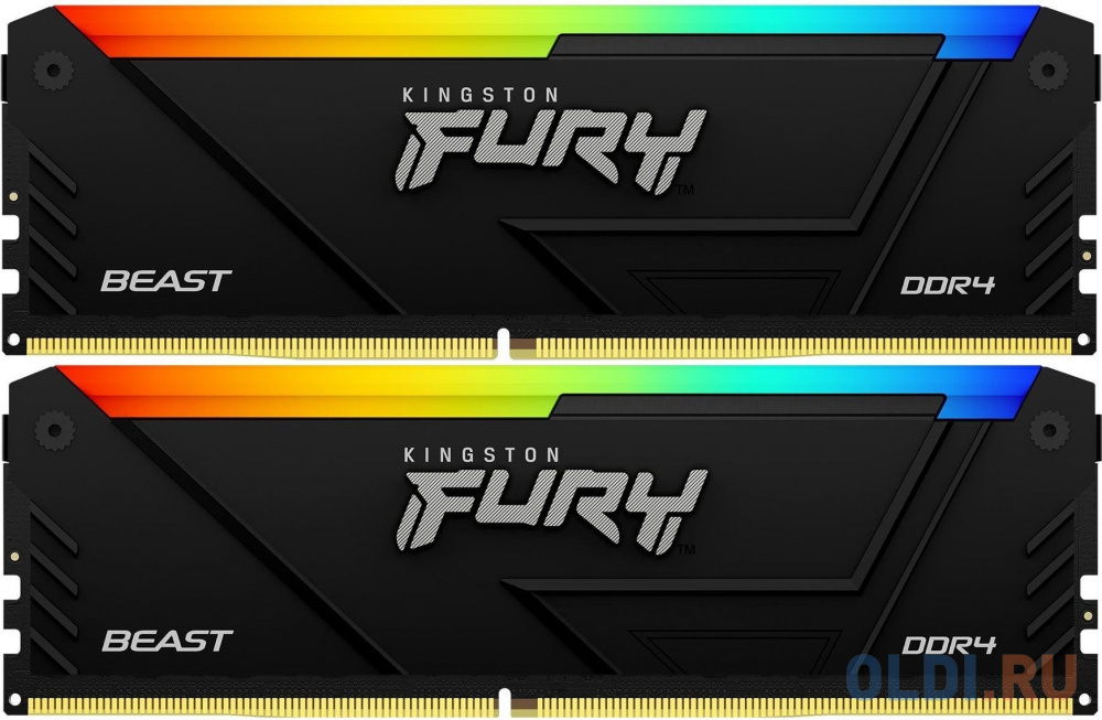 Оперативная память для компьютера Kingston Fury Beast RGB DIMM 32Gb DDR4 3200 MHz KF432C16BB2AK2/32