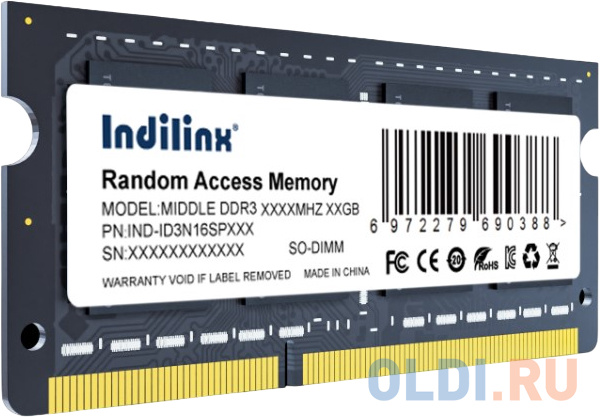 

Модуль памяти для ноутбука SODIMM DIMM 4GB DDR3-1600 IND-ID3N16SP04X INDILINX