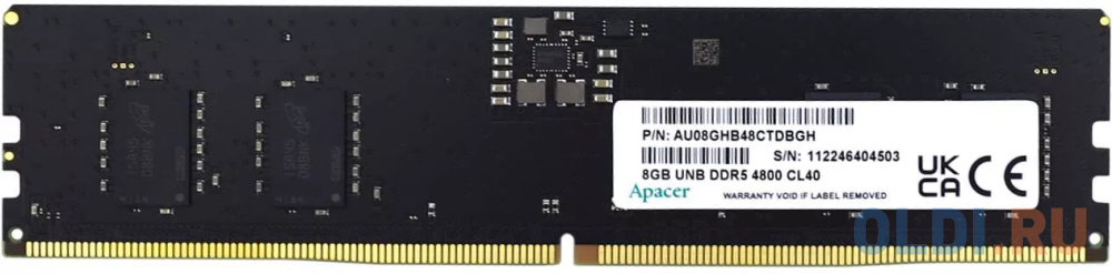 Оперативная память для компьютера Apacer AU08GHB48CTDBGH DIMM 8Gb DDR5 4800 MHz AU08GHB48CTDBGH