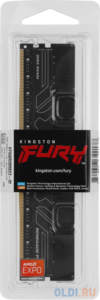 Модуль памяти Kingston 32GB DDR5 5600 FURY Renegade Pro RDIMM Black EXPO ECC Registered DIMM (Single Module) 2RX8 28-34-34 1.35V 288-pin 16Gbit