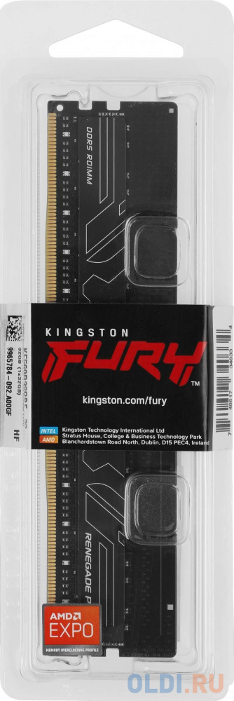 Модуль памяти Kingston 32GB DDR5 6000 FURY Renegade Pro RDIMM Black EXPO ECC Registered DIMM (Single Module) 1RX4 32-38-38 1.35V 288-pin 16Gbit