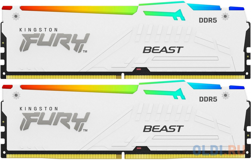 Оперативная память для компьютера Kingston Fury Beast White Expo RGB DIMM 64Gb DDR5 6000 MHz KF560C36BWEAK2-64