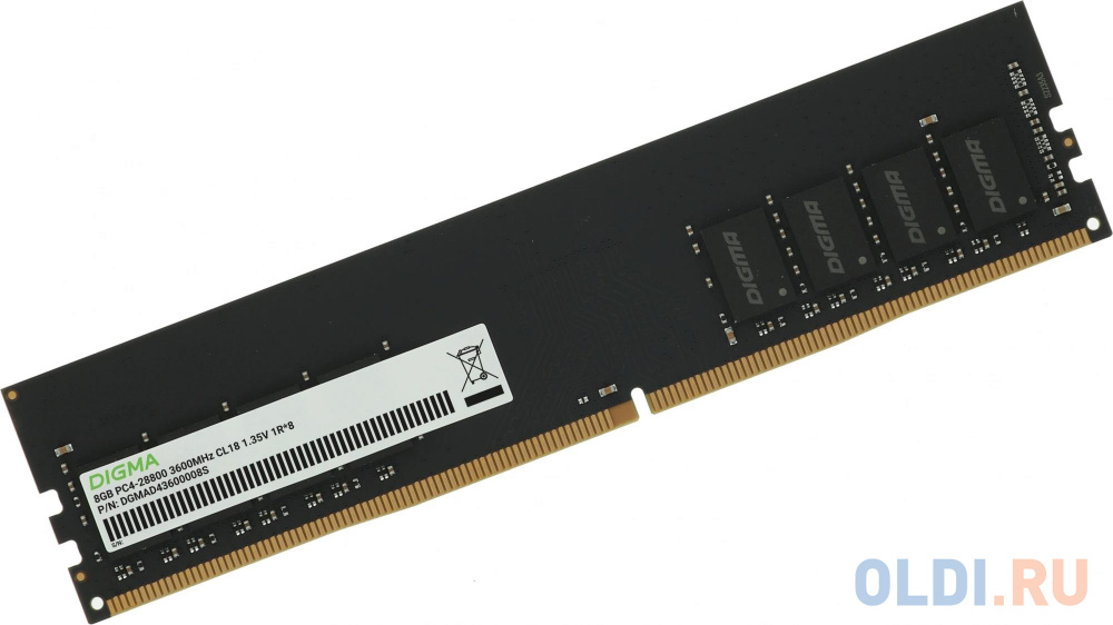 Оперативная память для компьютера Digma DGMAD43600008S DIMM 8Gb DDR4 3600 MHz DGMAD43600008S