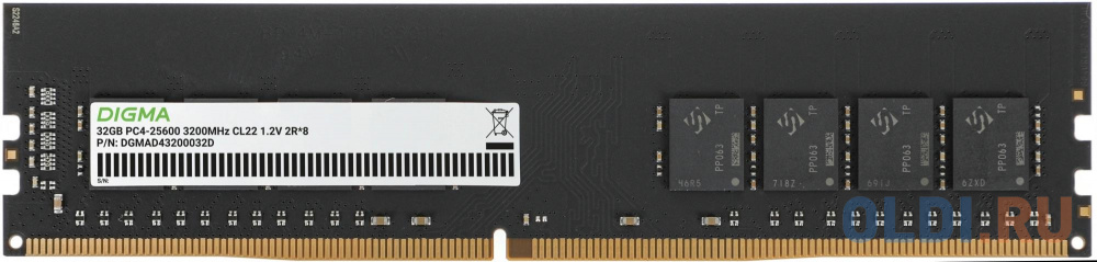 Оперативная память для компьютера Digma DGMAD43200032D DIMM 32Gb DDR4 3200 MHz DGMAD43200032D