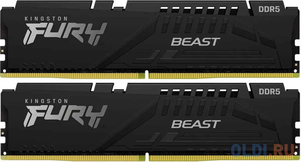 Оперативная память для компьютера Kingston Fury Beast Black DIMM 64Gb DDR5 6000 MHz KF560C30BBK2-64