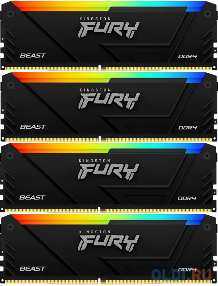 

Оперативная память для компьютера Kingston Fury Beast Black RGB DIMM 32Gb DDR4 2666 MHz KF426C16BB2AK4/32