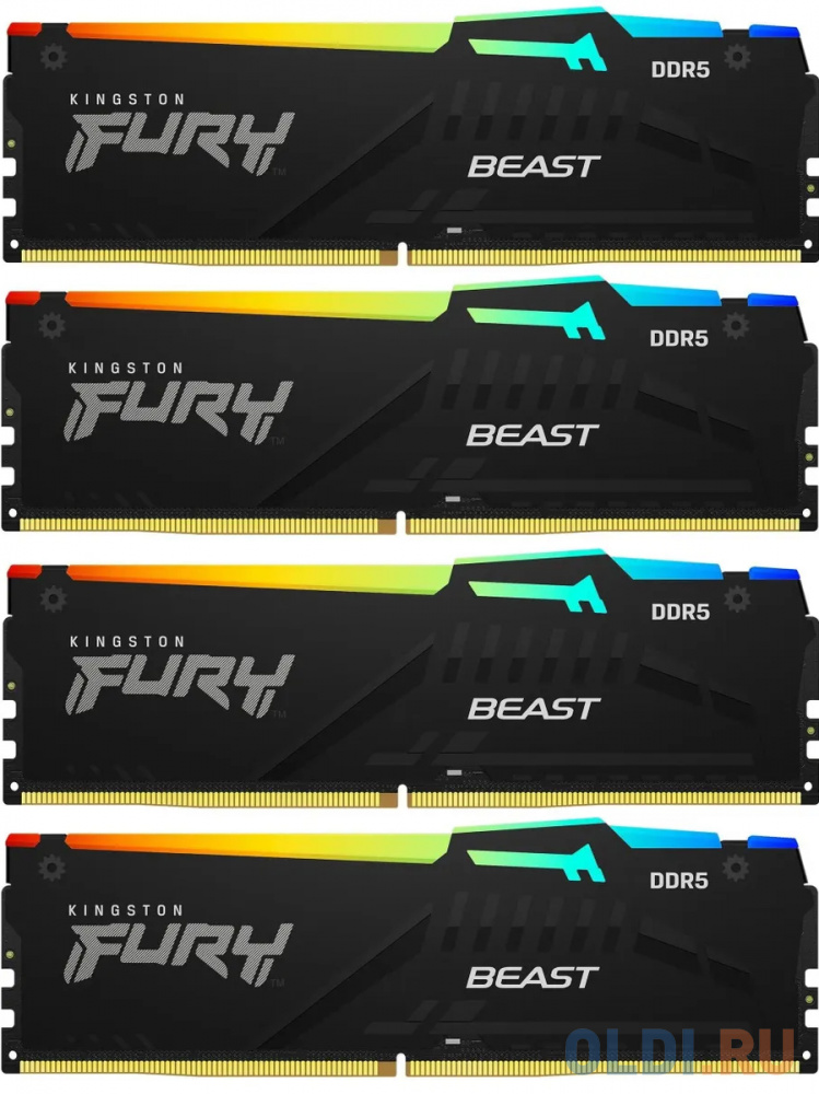 

Оперативная память для компьютера Kingston Fury Beast Black RGB DIMM 64Gb DDR5 5200 MHz KF552C40BBAK4-64