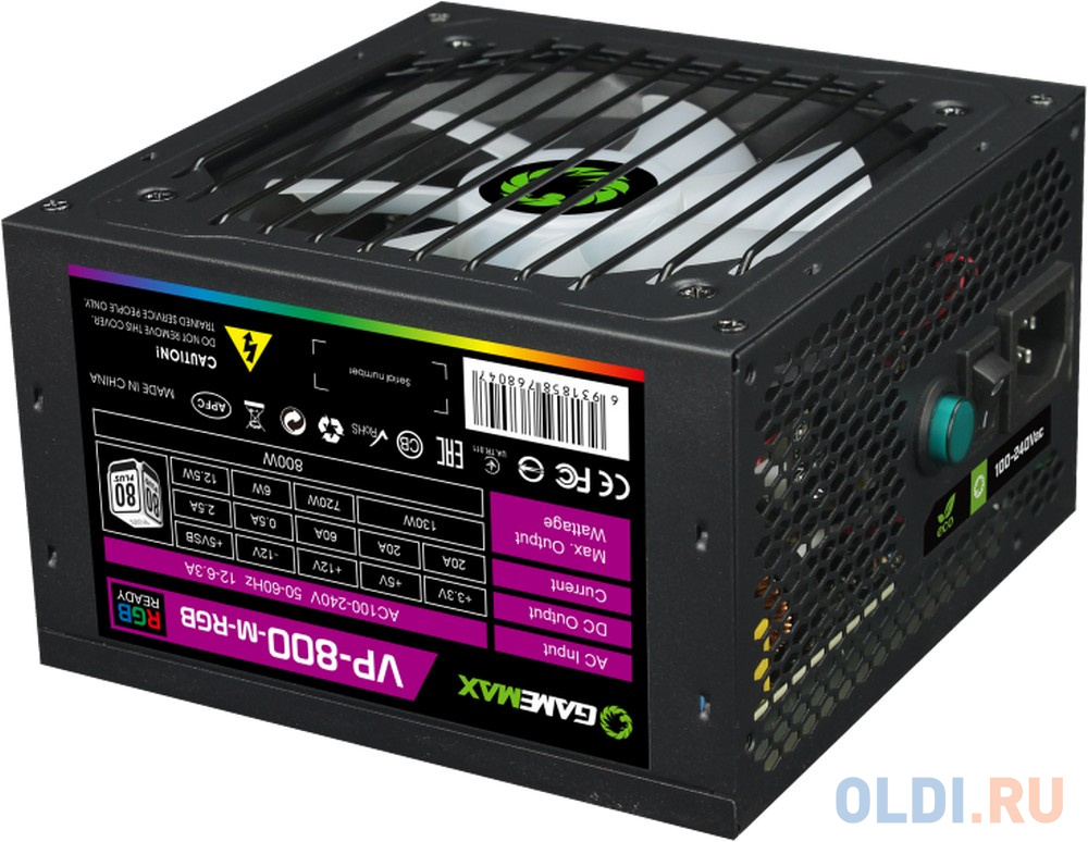 Блок питания GameMax VP-800-RGB-MODULAR 800 Вт фото