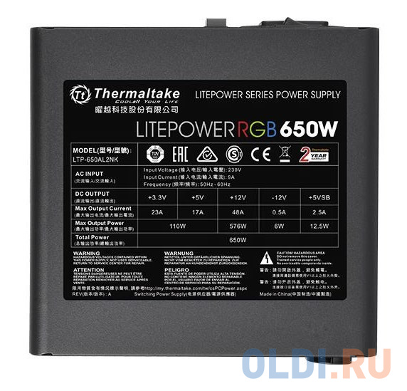 Блок питания Thermaltake LitePower RGB 650 Вт Блок питания Thermaltake LitePower RGB 650 Вт фото