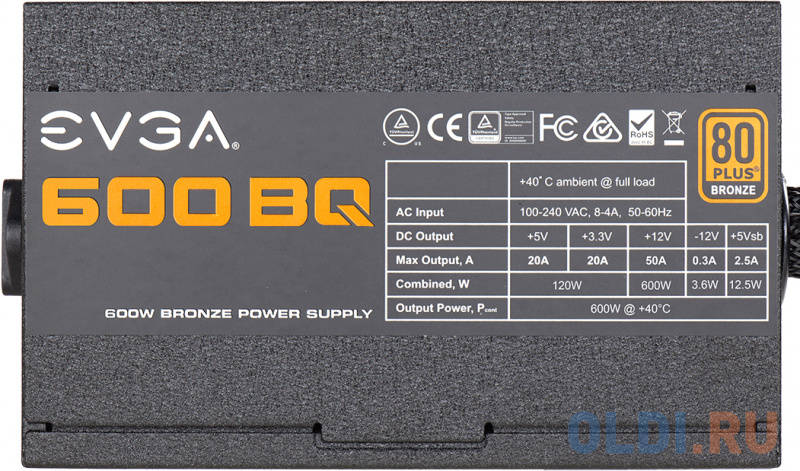 Блок питания EVGA BQ 600 Semi modular 600 Вт, цвет черный, размер 150 х 140 х 86 мм - фото 2